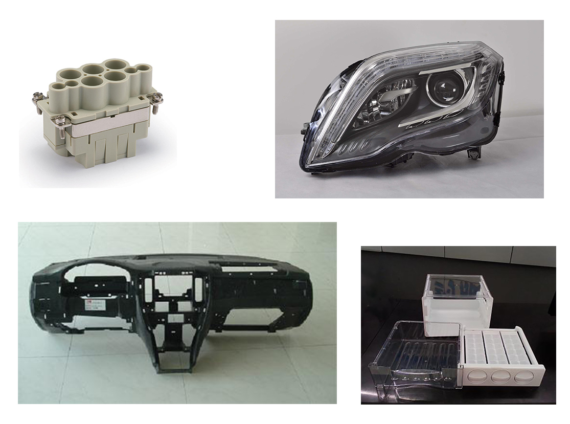065-PC应用范围（连接器、冰箱抽屉、仪表板、车灯）